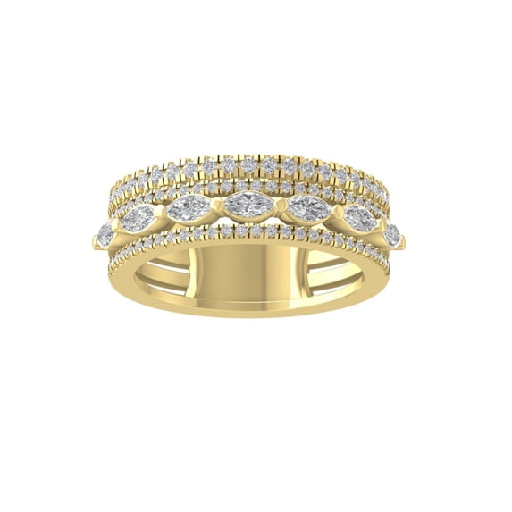 ARAIYA FINE JEWELRY 10K White Gold Lab-Grown Diamond Anniversary Ring (1 cttw Round-shape Lab-Grown Diamonds (D-F Color, VS Clarity) Size 5