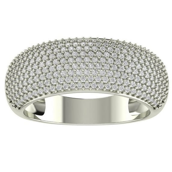 ARAIYA FINE JEWELRY 10K White Gold Lab-Grown Diamond Anniversary Ring (1 cttw Round-shape Lab-Grown Diamonds (D-F Color, VS Clarity) Size 8.5