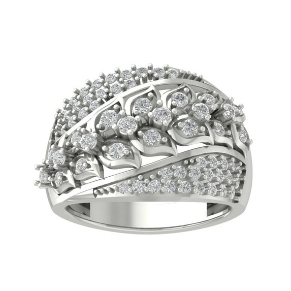 ARAIYA FINE JEWELRY 10K White Gold Lab-Grown Diamond Anniversary Ring (1 cttw Round-shape Lab-Grown Diamonds (D-F Color, VS Clarity) Size 9