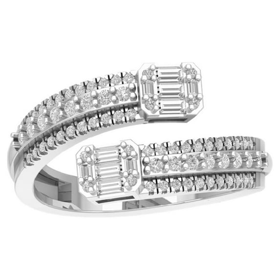 ARAIYA FINE JEWELRY 10K White Gold Lab Grown Diamond Bypass Band Ring (1/2 cttw, D-F Color, VS Clarity), Size 10