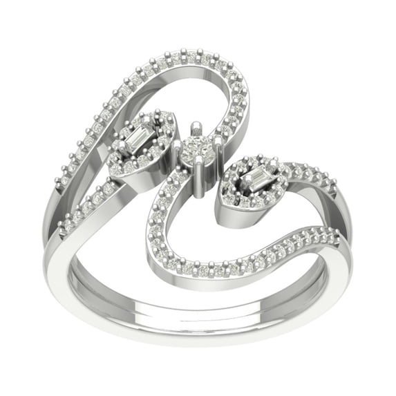 ARAIYA FINE JEWELRY 10K White Gold Lab Grown Diamond Bypass Band Ring (3/8 cttw, D-F Color, VS Clarity), Size 10