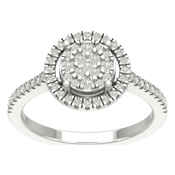 ARAIYA FINE JEWELRY 10K White Gold Lab Grown Diamond Cluster Band Ring (1/2 cttw, D-F Color, VS Clarity), Size 5.5