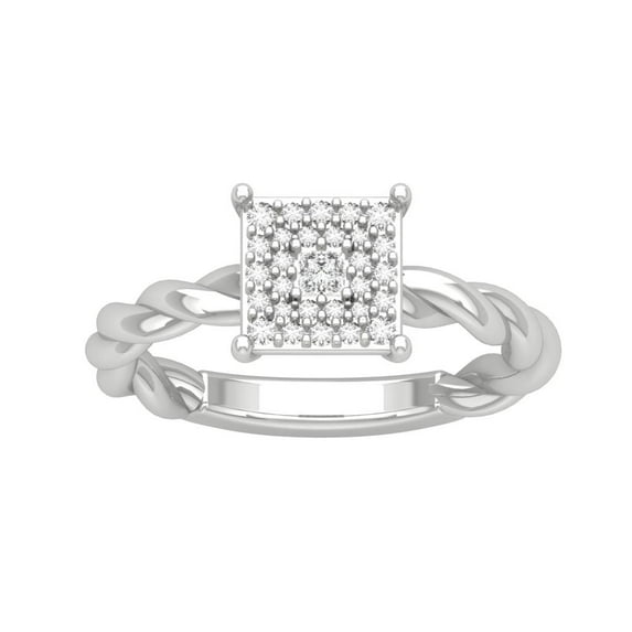 ARAIYA FINE JEWELRY 10K White Gold Lab Grown Diamond Cluster Band Ring (1/3 cttw, D-F Color, VS Clarity), Size 9.5