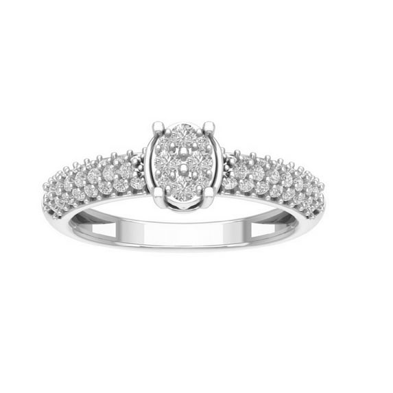 ARAIYA FINE JEWELRY 10K White Gold Lab Grown Diamond Cluster Band Ring (5/8 cttw, D-F Color, VS Clarity), Size 9