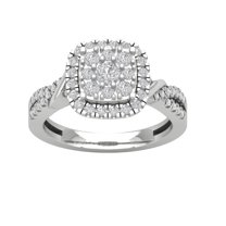 ARAIYA FINE JEWELRY 10K White Gold Lab Grown Diamond Cluster Halo Ring (1 cttw, D-F Color, VS Clarity), Size 6.5