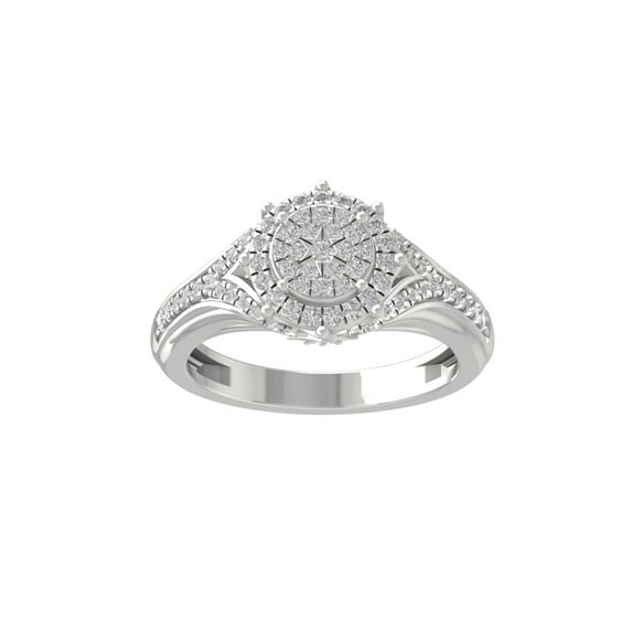 ARAIYA FINE JEWELRY 10K White Gold Lab Grown Diamond Cluster Ring (1/2 cttw, D-F Color, VS1 Clarity) Size 6