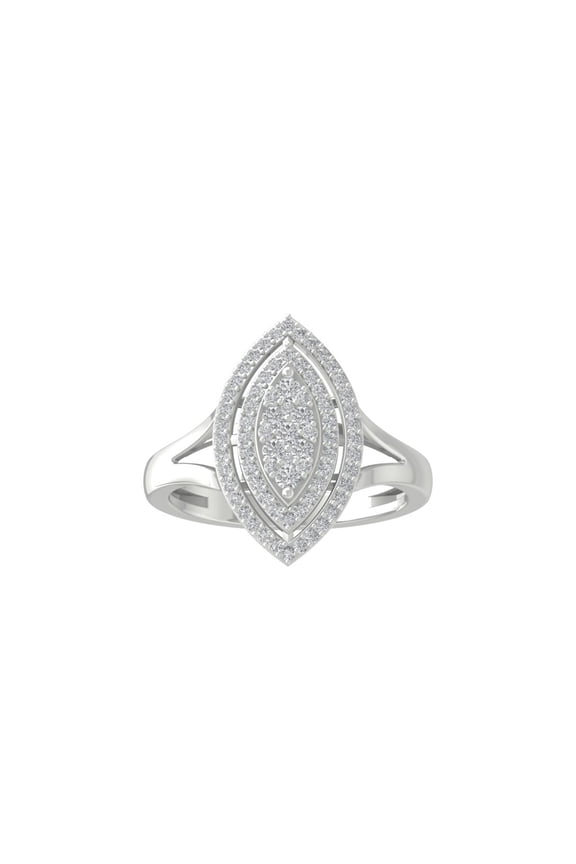 FINE JEWELRY 10K White Gold Lab Grown Diamond Cluster Ring (1/2 cttw, D-F Color, VS1 Clarity) Size 8