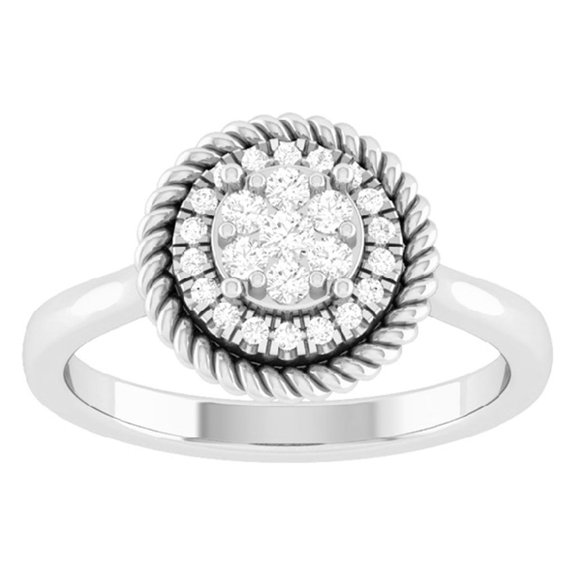 ARAIYA FINE JEWELRY 10K White Gold Lab Grown Diamond Cluster Ring (1/3 cttw, D-F Color, VS Clarity), Size 5.5