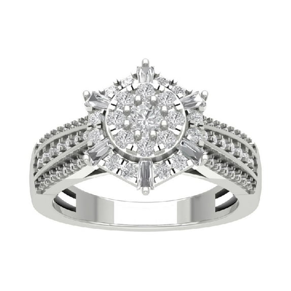 ARAIYA FINE JEWELRY 10K White Gold Lab Grown Diamond Cluster Ring (1 cttw, D-F Color, VS Clarity), Size 7