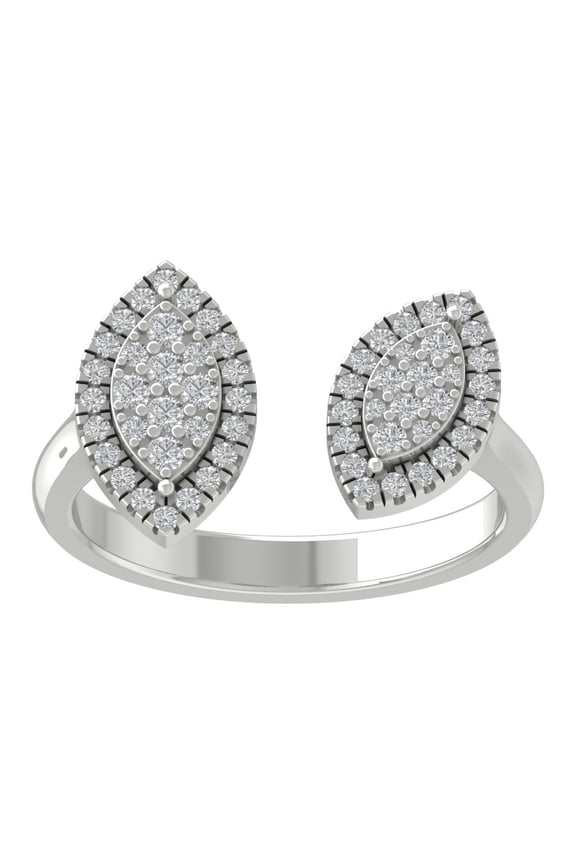 FINE JEWELRY 10K White Gold Lab Grown Diamond Cluster Space Band Ring (3/8 cttw, D-F Color, VS Clarity), Size 9.5