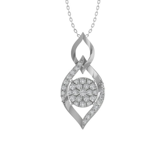 ARAIYA FINE JEWELRY 10K White Gold Lab Grown Diamond Composite Cluster Pendant with Gold Plated Silver Cable Chain Necklace (1/3 cttw, D-F Color, VS Clarity) 18"
