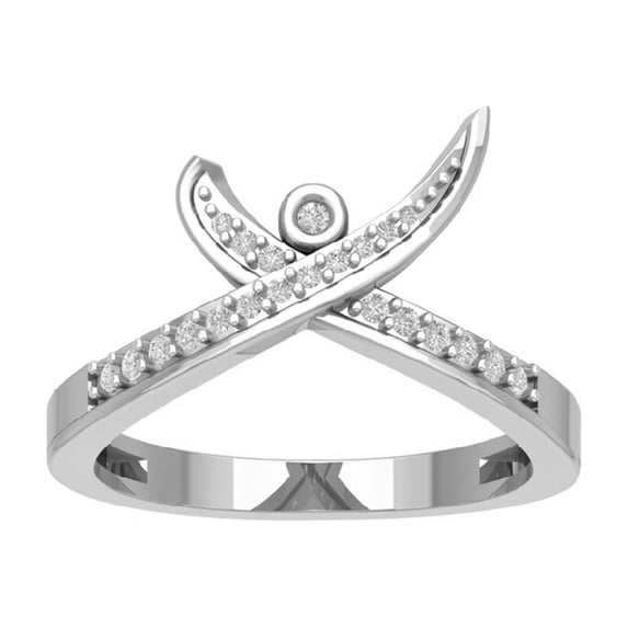 ARAIYA FINE JEWELRY 10K White Gold Lab Grown Diamond Criss Cross Band Ring (1/6 cttw, D-F Color, VS Clarity), Size 10