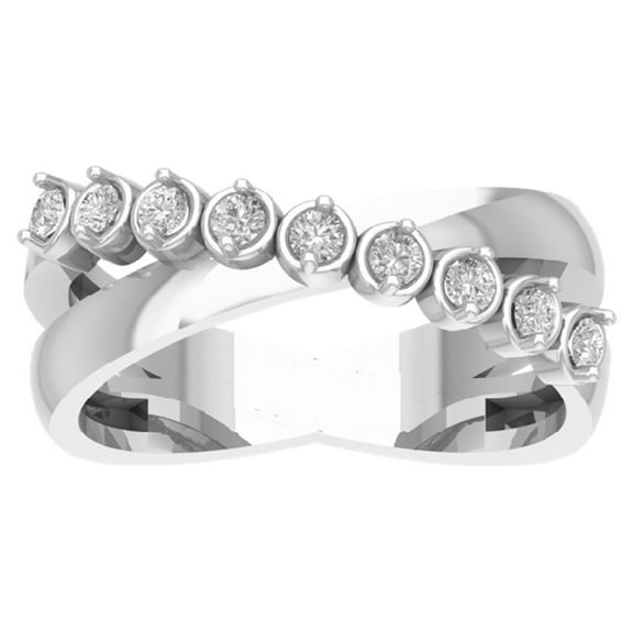 ARAIYA FINE JEWELRY 10K White Gold Lab Grown Diamond Cross Band Ring (1/3 cttw, D-F Color, VS Clarity), Size 5