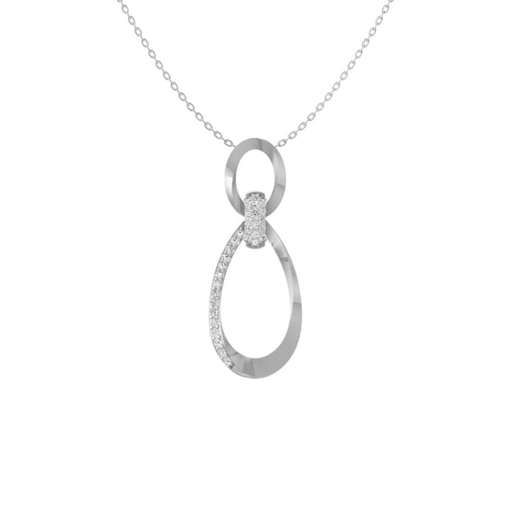 Araiya Fine Jewelry 10K White Gold Lab-Grown Diamond Drop Pendant for Women with Silver Cable Chain Necklace (1/10 cttw, VS1 Clarity, D-F Color) 18inch