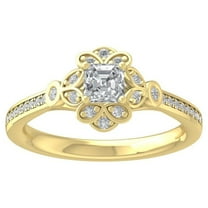 ARAIYA FINE JEWELRY 10K White Gold Lab-Grown Diamond ENGAGEMENT Ring (3/4 cttw Round-shape Lab-Grown Diamonds (D-F Color, VS Clarity) Size 8.5