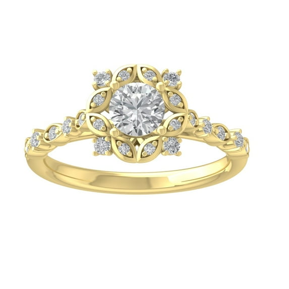 ARAIYA FINE JEWELRY 10K White Gold Lab-Grown Diamond ENGAGEMENT Ring (7/8 cttw Round-shape Lab-Grown Diamonds (D-F Color, VS Clarity) Size 9.5