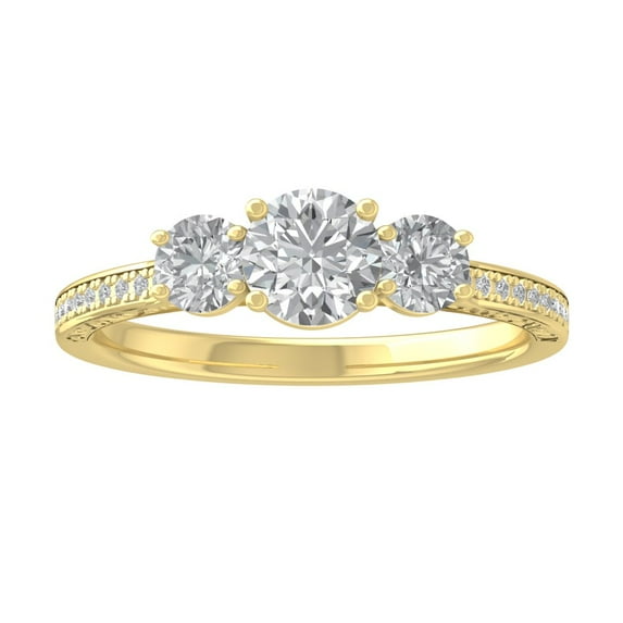 ARAIYA FINE JEWELRY 10K White Gold Lab-Grown Diamond Engagement Ring (1 1/3 cttw Round-shape Lab-Grown Diamonds (D-F Color, VS Clarity) Size 8.5