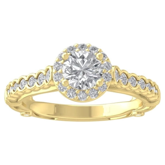 ARAIYA FINE JEWELRY 10K Yellow Gold Lab-Grown Diamond Engagement Ring (1 1/4 cttw Round-shape Lab-Grown Diamonds (D-F Color, VS Clarity) Size 10