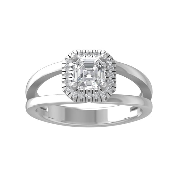 ARAIYA FINE JEWELRY 10K White Gold Lab-Grown Diamond Engagement Ring (1 1/8 cttw Round-shape Lab-Grown Diamonds (D-F Color, VS Clarity) Size 5