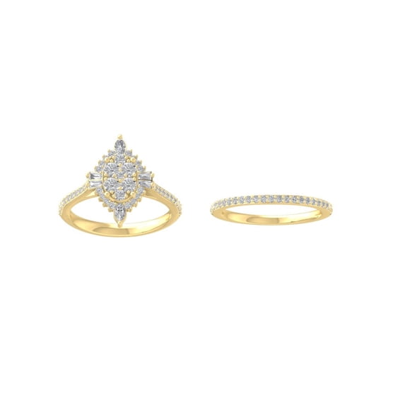 ARAIYA FINE JEWELRY 10K Yellow Gold Lab-Grown Diamond Engagement Ring (1 1/8 cttw Round-shape Lab-Grown Diamonds (D-F Color, VS Clarity) Size 9.5