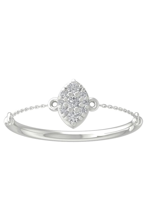 FINE JEWELRY 10K White Gold Lab-Grown Diamond Engagement Ring (1/10 cttw Round-shape Lab-Grown Diamonds (D-F Color, VS Clarity) Size 5