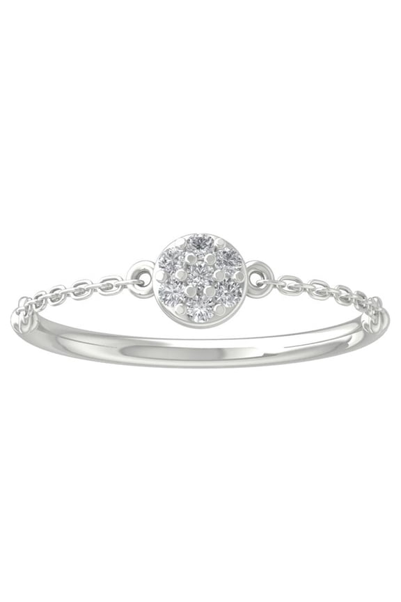 FINE JEWELRY 10K White Gold Lab-Grown Diamond Engagement Ring (1/10 cttw Round-shape Lab-Grown Diamonds (D-F Color, VS Clarity) Size 8.5