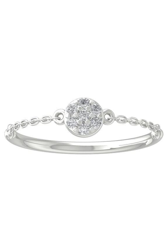 Fine Jewelry Sterling Silver Lab-Grown Diamond Engagement Ring (1/10 cttw, D-F Color, VS Clarity) Size 9