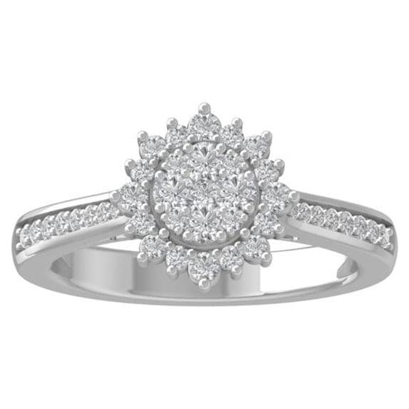 ARAIYA FINE JEWELRY 10K White Gold Lab-Grown Diamond Engagement Ring (1/2 cttw Round-shape Lab-Grown Diamonds (D-F Color, VS Clarity) Size 5.5