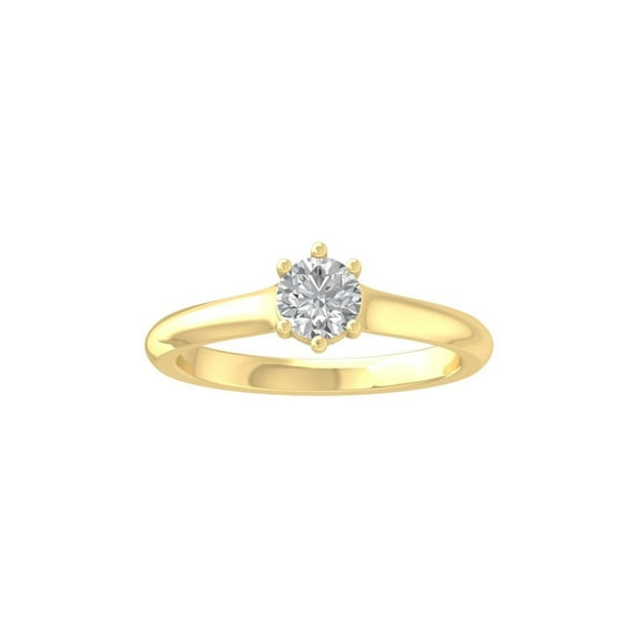 ARAIYA FINE JEWELRY 10K Yellow Gold Lab-Grown Diamond Engagement Ring (1/2 cttw Round-shape Lab-Grown Diamonds (D-F Color, VS Clarity) Size 5.5