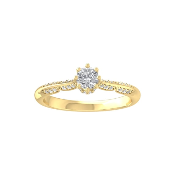 ARAIYA FINE JEWELRY 10K Yellow Gold Lab-Grown Diamond Engagement Ring (1/2 cttw Round-shape Lab-Grown Diamonds (D-F Color, VS Clarity) Size 5.5