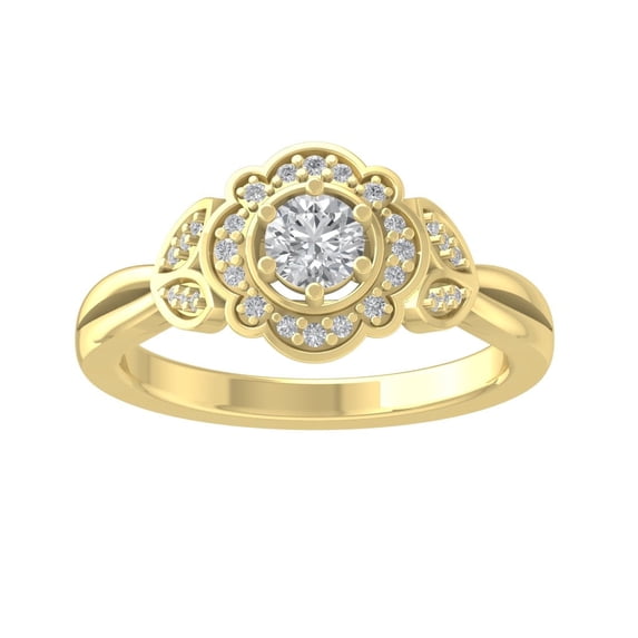 ARAIYA FINE JEWELRY 10K White Gold Lab-Grown Diamond Engagement Ring (1/2 cttw Round-shape Lab-Grown Diamonds (D-F Color, VS Clarity) Size 6.5