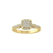 ARAIYA FINE JEWELRY 10K Yellow Gold Lab-Grown Diamond Engagement Ring (1/2 cttw Round-shape Lab-Grown Diamonds (D-F Color, VS Clarity) Size 6.5