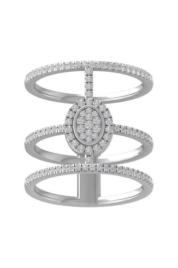 FINE JEWELRY 10K White Gold Lab-Grown Diamond Engagement Ring (1/2 cttw Round-shape Lab-Grown Diamonds (D-F Color, VS Clarity) Size 6.5