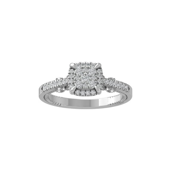 ARAIYA FINE JEWELRY 10K White Gold Lab-Grown Diamond Engagement Ring (1/2 cttw Round-shape Lab-Grown Diamonds (D-F Color, VS Clarity) Size 6
