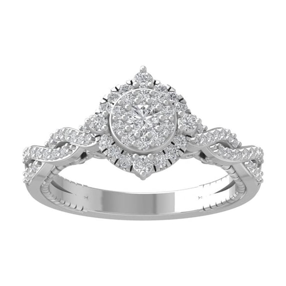 ARAIYA FINE JEWELRY 10K White Gold Lab-Grown Diamond Engagement Ring (1/2 cttw Round-shape Lab-Grown Diamonds (D-F Color, VS Clarity) Size 6