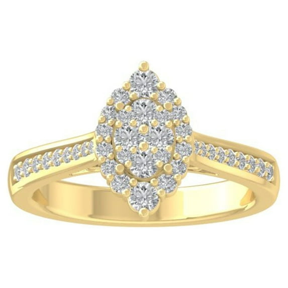 ARAIYA FINE JEWELRY 10K Yellow Gold Lab-Grown Diamond Engagement Ring (1/2 cttw Round-shape Lab-Grown Diamonds (D-F Color, VS Clarity) Size 6