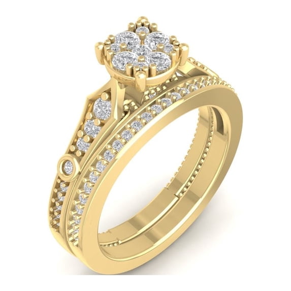 ARAIYA FINE JEWELRY 10K White Gold Lab-Grown Diamond Engagement Ring (1/2 cttw Round-shape Lab-Grown Diamonds (D-F Color, VS Clarity) Size 6