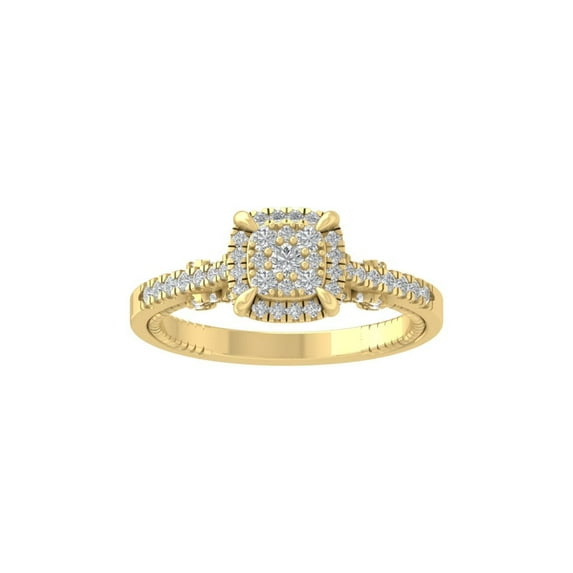 ARAIYA FINE JEWELRY 10K Yellow Gold Lab-Grown Diamond Engagement Ring (1/2 cttw Round-shape Lab-Grown Diamonds (D-F Color, VS Clarity) Size 7.5