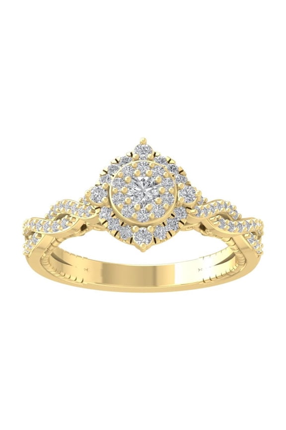 FINE JEWELRY 10K White Gold Lab-Grown Diamond Engagement Ring (1/2 cttw Round-shape Lab-Grown Diamonds (D-F Color, VS Clarity) Size 7