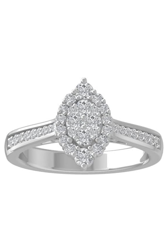 FINE JEWELRY 10K White Gold Lab-Grown Diamond Engagement Ring (1/2 cttw Round-shape Lab-Grown Diamonds (D-F Color, VS Clarity) Size 8