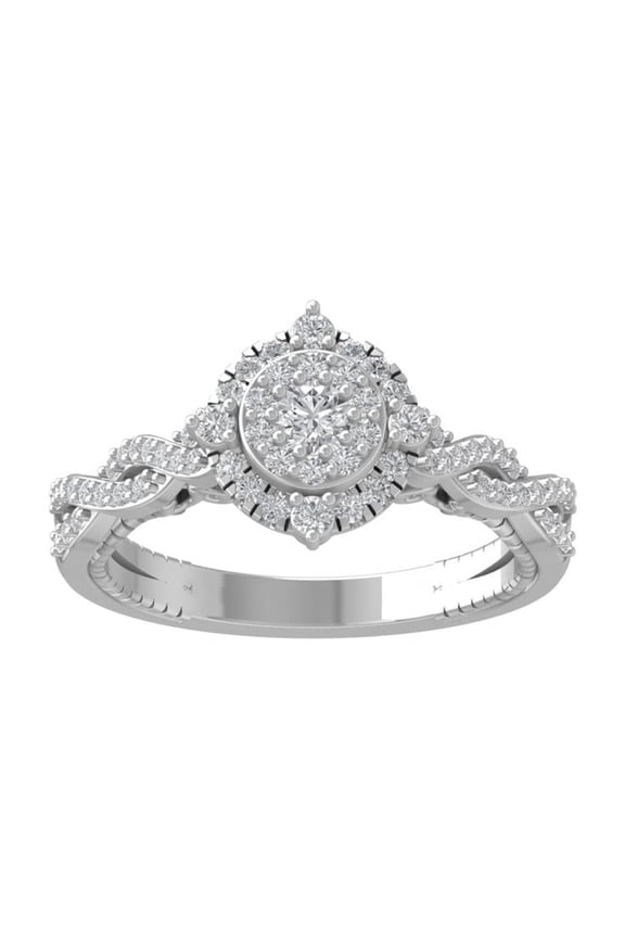 FINE JEWELRY 10K White Gold Lab-Grown Diamond Engagement Ring (1/2 cttw Round-shape Lab-Grown Diamonds (D-F Color, VS Clarity) Size 9.5