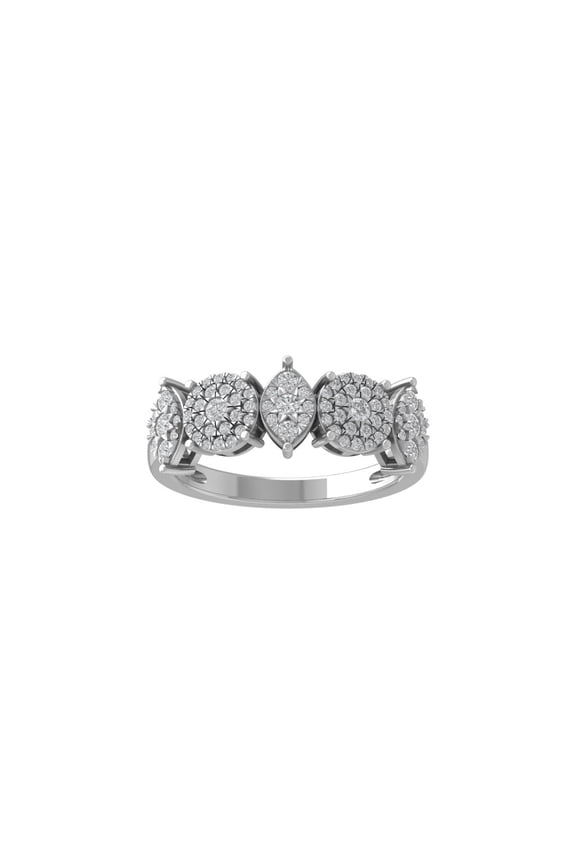 FINE JEWELRY 10K White Gold Lab-Grown Diamond Engagement Ring (1/2 cttw Round-shape Lab-Grown Diamonds (D-F Color, VS Clarity) Size 9