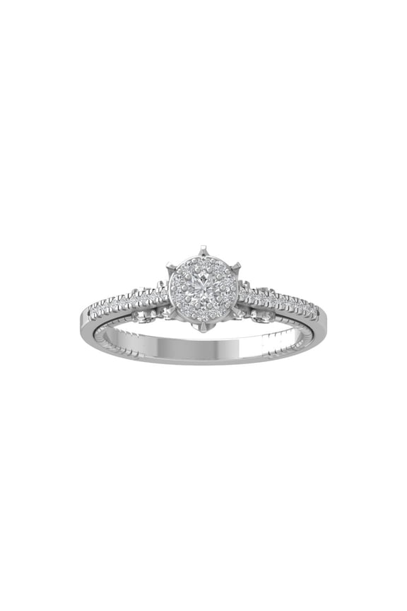 Fine Jewelry Sterling Silver Lab-Grown Diamond Engagement Ring (1/3 cttw, D-F Color, VS Clarity) Size 7.5