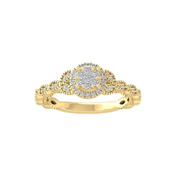 ARAIYA FINE JEWELRY 10K Yellow Gold Lab-Grown Diamond Engagement Ring (1/45 cttw Round-shape Lab-Grown Diamonds (D-F Color, VS Clarity) Size 10