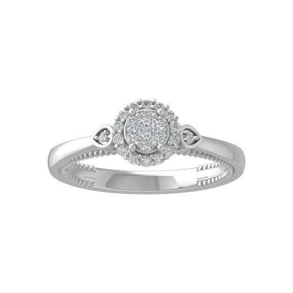ARAIYA FINE JEWELRY 14K White Gold Lab-Grown Diamond Engagement Ring (1/45 cttw ,D-F Color, VS Clarity) Size 5.5