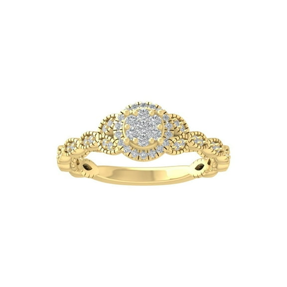 ARAIYA FINE JEWELRY 10K Yellow Gold Lab-Grown Diamond Engagement Ring (1/45 cttw Round-shape Lab-Grown Diamonds (D-F Color, VS Clarity) Size 5.5