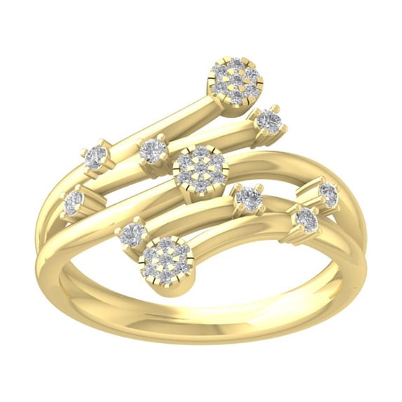 ARAIYA FINE JEWELRY 10K Yellow Gold Lab-Grown Diamond Engagement Ring (1/45 cttw Round-shape Lab-Grown Diamonds (D-F Color, VS Clarity) Size 5