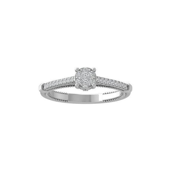 Araiya Fine Jewelry Sterling Silver Lab-Grown Diamond Engagement Ring (1/45 cttw, D-F Color, VS Clarity) Size 6