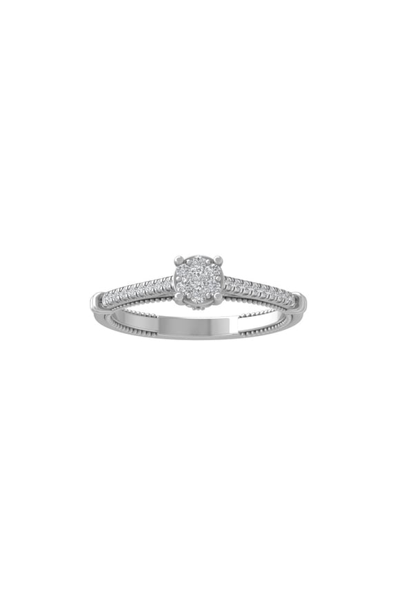 Fine Jewelry Sterling Silver Lab-Grown Diamond Engagement Ring (1/45 cttw, D-F Color, VS Clarity) Size 6