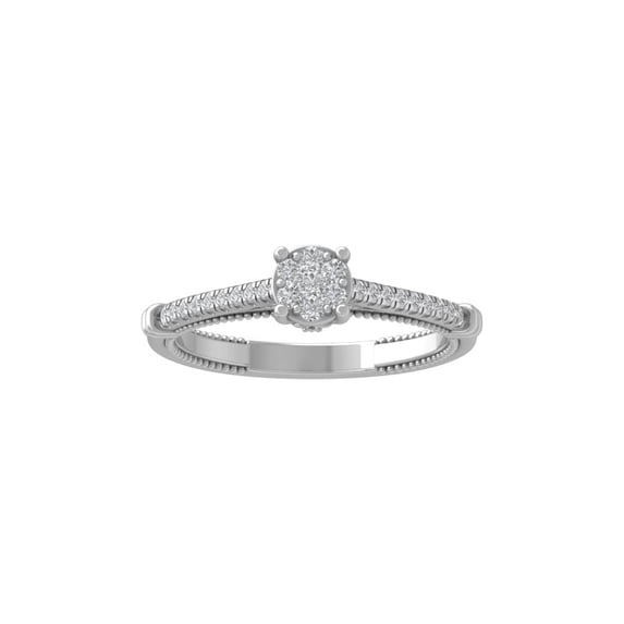 ARAIYA FINE JEWELRY 10K White Gold Lab-Grown Diamond Engagement Ring (1/45 cttw ,D-F Color, VS Clarity) Size 7